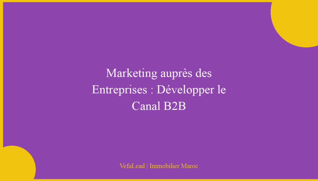 Marketing auprès des Entreprises : Développer le Canal B2B