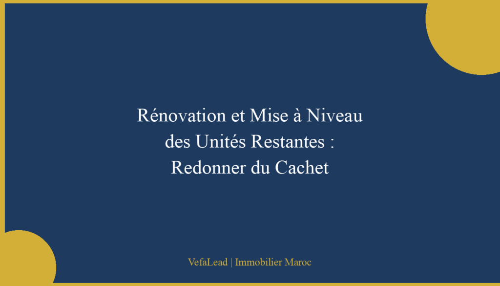 Rénovation et Mise à Niveau des Unités Restantes : Redonner du Cachet